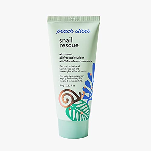 Peach Slices Snail Rescue All-in-One Oil-Free Moisturizer | 95% Snail Mucin Concentrate | Lightweight, Long-Lasting Hydration | Non-Comedogenic | Silicone-Free | Vegan & Cruelty-Free | 2.82 oz