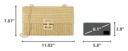 Image of Gets Straw Clutch Purse for Women, Woven Beach Bag Summer Corssbody Purse Small Rattan Shoulder Bag for Travel | Hand-woven