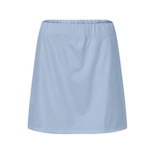 Saia feminina casual sólida para ioga esportiva shorts saia para casa móvel saia rodapés, Azul claro