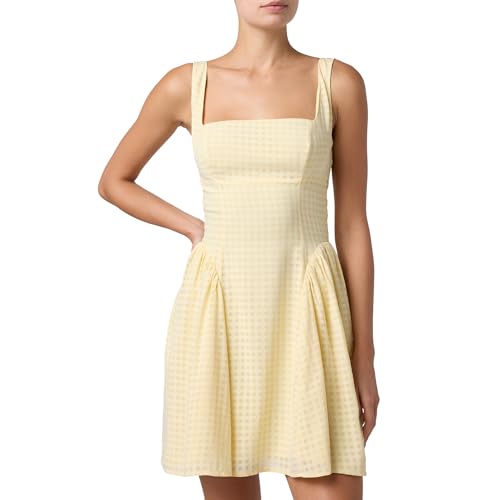 Lulus Blakely Checkered Square Neck Gathered Waist Mini Dress –
