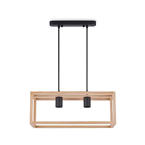 Paco Home Luminaria Suspensión Decoración Salón Colgante Mesa Comedor Dormitorio Pantalla Madera E27, Tipo de lámpara:Lámpara colgante - Tipo 5, Farbe_MuVa:Madera