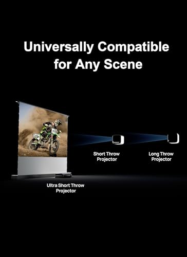 Image of AWOL VISION 100 inch Motorized Rising Matte White Projector Screen for Long Short Ultra Short Throw Projector, Floor Stand Indoor Outdoor Theater Screen, 170+ Viewable 4K /8K Ultra HD MW-F210
