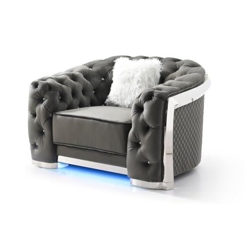 Sillón Terciopelo Gris Moderno Plegable
