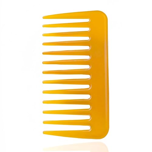 Denlydom Mini Wide Tooth Comb, Small Travel Purse Hair Detangling Comb for Curly Wavy Hair, Yellow - Best Styling Comb for Wet, Dry, Long Hair, Plastic, Unisex