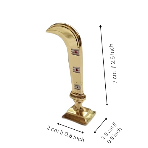 Image of Sri Sisters Karuppasamy Aruval Metal Idol for Car Dashboard & Pooja Room | 7 cm Gold-Coloured Knife Statue | Ayyanar /Sangili Karuppan Aruva | Home Temple Decor | Divine Return Gift Item