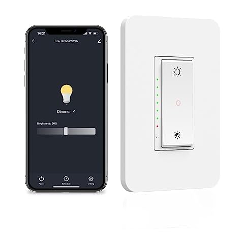 Milfra Smart Dimmer Switch Light Switch, Compatible with Alexa and Google Assistant, WiFi Light Switch for LED Lights,Neutral Wire Needed, 2.4Ghz Wi-Fi, Single Pole Cover