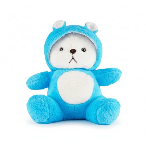 Image of Storescent Hooded Teddy Bear Plush Toy | Soft & Cute Stuffed Animal Toy for Hugging for Kids & Loved Ones - Blue 45cm