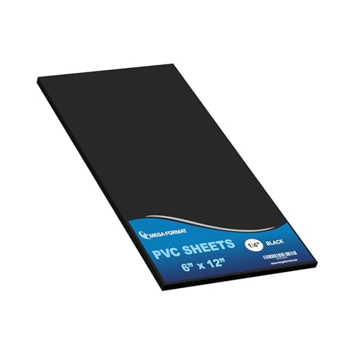 Image of Mega Format Expanded PVC Plastic Sheets - 6 inch X 12 inch Rigid Black Sheet for Crafts, Signage, & Displays - Sintra, Celtec PVC Board - Waterproof for Outdoors Use - 1 /4 inch 6mm Thick - 1-Pk-Black