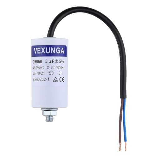 VEXUNGA 5µF 450V Motorkondensator Anlaufkondensator Kondensator 5uF 5 uF 450 Volt 35x65MM CBB60 kondensatoren Kabel M8 für Elektromotor
