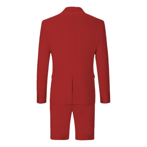 JinXuanYa Men's 2 Piece Shorts Suit for Men Slim Fit Cotton Linen Casual Business Suit for Groomsmen Wedding(Blazer+Pants)2
