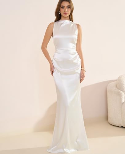 GLNEGE Women's Satin Mock Neck Maxi Formal Dresses Elegant Sleeveless Backless Wedding Guest Evening Party Dress4