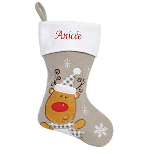 Les artisans du coin Chaussette de Noel Personnalisable argentée - Petit Renne au Nez Rouge Cover