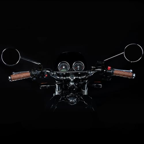 Tanners Pride Perforated Motorcycle Handle bar Leather Grip Wraps - Universal Grips Accelerator Custom Cover wrap Set for Bike Handlebar-Dark Tan 4 31944pDzE L