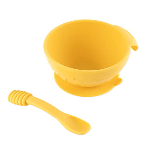 Bumkins Disney Winnie The Pooh Suction Silicone Baby Feeding Set, Bowl and Spoon, BPA-Free, First Feeding, Baby Led Weaning