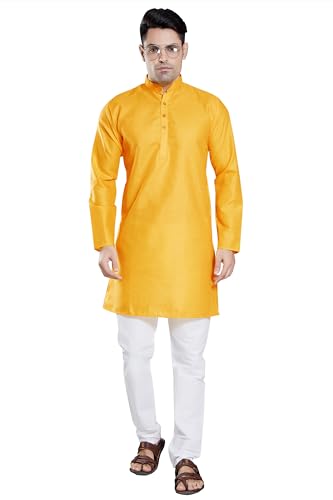 Image of DIVISIVE Men's Plain Cotton Blend Linen Slim Fit Kurta Pyjama Set