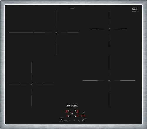 Siemens EH645BFB6E iQ300, Induktionskochfeld, 60 cm, Schwarz, Mit Rahmen aufliegend, TouchControl, powerBoost, Timer, Kinders