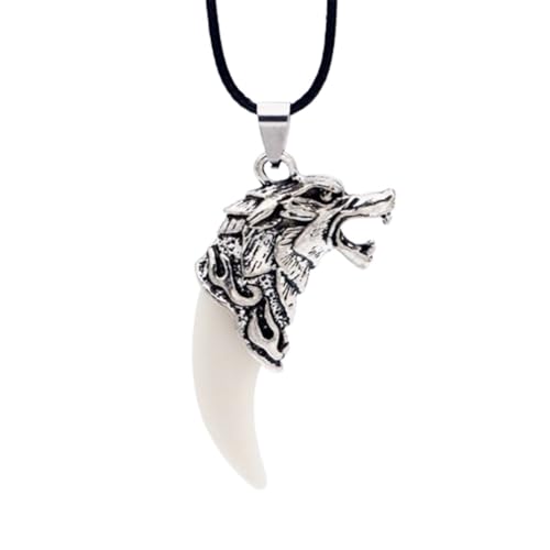Wolf Tooth Necklace for Women Men Wolf Head Totem Pendant Necklace Adult Ceremony Graduation Gift Jewelry
