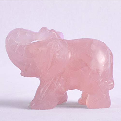 MKYXLN Elephant Figurines Pink Crystal Jade Stone Mini Animals Statue Craft