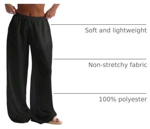 Image of RoseSeek Women's Wide Leg Linen Pants Mesh Beach Cover Up Vacation Outfits | Loose Fit, Soft Breathable Fabric, Beach Summer Outfits, Festival Resort Wear, Palazzo Beach Pants