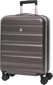 Aerolite Expandable 55x40x20cm to 55x40x23cm Ryanair Priority Wizz Air Priority & More Max Size Lightweight Hard Shell Carry On Hand Cabin Luggage Suitcase 55x40x20 55x40x23 with 4 Wheels (Charcoal)