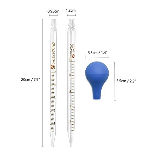 3 Pieces Glass Pipettes 2 x 10ml + 5ml Glass Graduated Dropper Lab Measuring Dropping Pipette for School, Students, Transfer for Liquid Essential Oil - Thumbnail 3