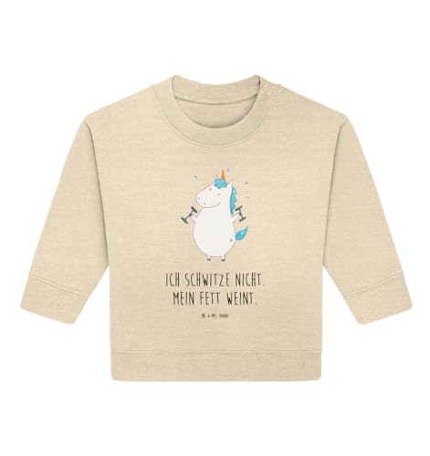 Mr. & Mrs. Panda 6. - 12. Monat Organic Baby Pullover Einhorn Fitness - Geschenk, Pegasus, Einhörner, Unicorn, Fitnessstudio, Geräte, Abnehmen, Baby
