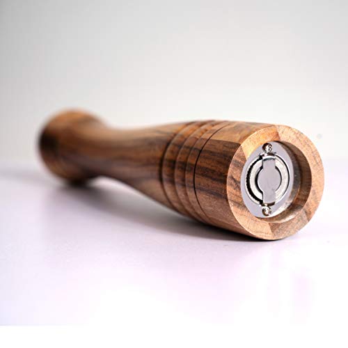 Pepper Mill, Pepper Grinder with Adjustable Stainless Steel Grinder, Acacia Wood, Height 30 cm