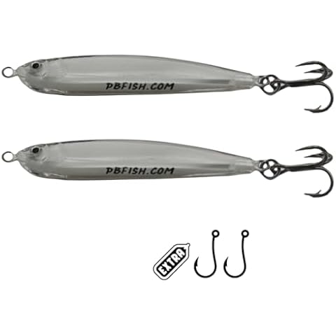 PBFish Epoxy Jig Fishing Lure 2 Pack for Seabass Albies Striped Bass Slow Pitch/Vertical Jigs Catch Many Species Saltwater Freshwater Fishing Jig Bottom Fishing Includes Strong Treble and Single Hook Cover