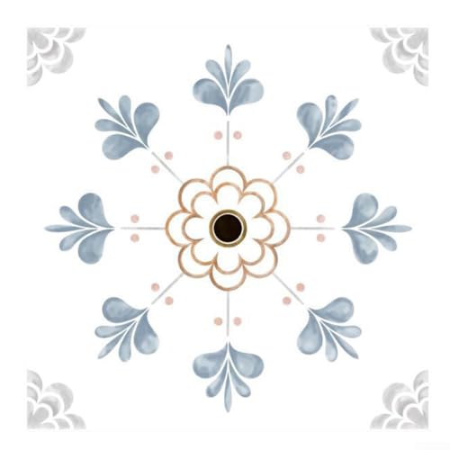 Pegatinas autoadhesivas para baldosas de suelo, impermeables, PVC, 15 x 15 cm, diseño floral, para cocina, baño, salón, fácil montaje, sin herramientas, 20 unidades, color blanco (CRY003)