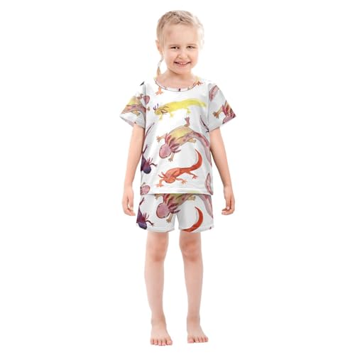 Pajama Short Sets Axolotl Soft Cotton Summer Sleepwear 2 Piece PJS Size 5-14T4