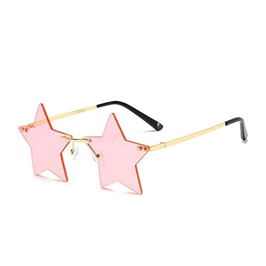 YYOMXXOM Rimless Sun Glasses Kvinnor 2020 Trendig Fem Stjärnor Solglasögon Män Perspise Pentagram Glasögon Rensa Lens Eyewears Driver Glasögon (Color Name : Pink)