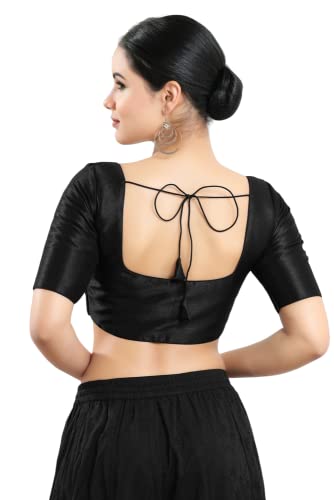 Image of Vamas Women's Silk Padded Self Design Half Sleeve Readymade Saree Blouse (X-766.N)