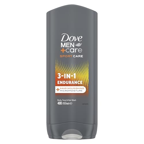Dove Men+Care Sport Care Endurance 3-in-1 Hair, Body and Face Wash Body Cleanser shower gel with 24 hour nourishing MicroMoisture technology for invigorated and re-energised skin 400 ml