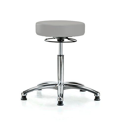 Image of Perch Chrome Medical Stool, 360 Ring, Glides, 20.5 inch-28 inch, Gray Vinyl