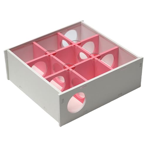 ハムスターの木の迷路 透明なアクリルカバー付きの9つの部屋があるハムスター迷路, ハムスターの迷路,ハムスターハウス 9 チャンバー迷路トンネル - 広々としたマルチルームの隠れ家、小型犬とモルモット用のハムスタートンネルおもちゃ