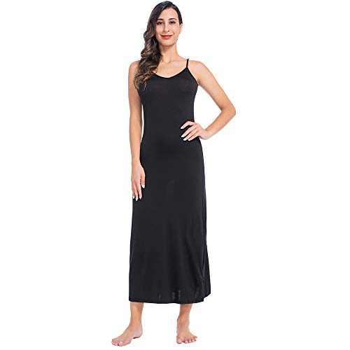 Image of MANCYFIT Long Slips for Under Dresses Full Length Adjustable Spaghetti Strap Nightgown