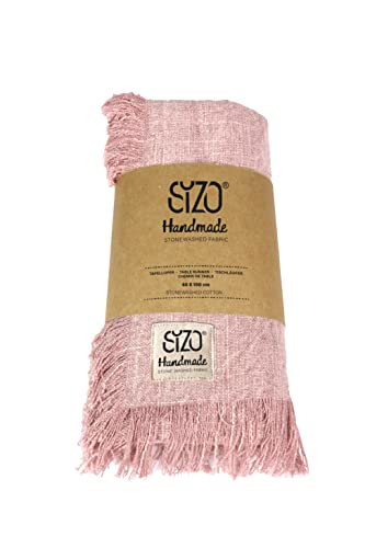 Dekomarket m Tischläufer aus Baumwolle - Stonewashed Cotton, Breite: 40 cm rosa Cover