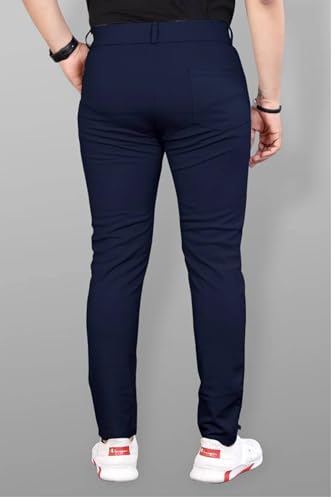 Image of NoseQueen Men's Slim Fit Cargo Trousers | Stretchable Formal Men Trousers | Stylish Slim Fit Trouser for Men | Polycotton Knitted Fabric Pant for Men's