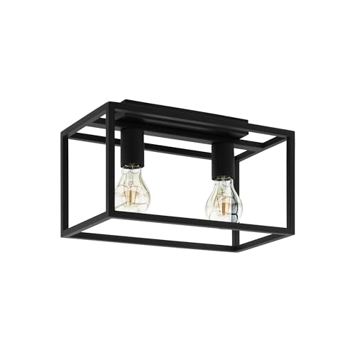 Luminaire style industriel Eglo Eldrick métal noir éclairage salon et plafonnier vintage E27