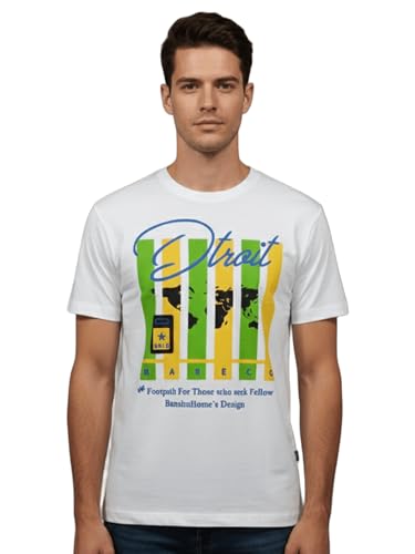 Image of Dollar Club Men's Cotton Round Neck Printed T-Shirt White