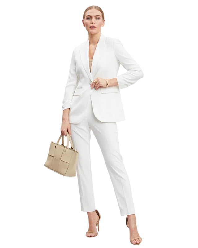 office purple Women's Cotton Blend Solid Blazer & Pant Set with Camisole | Formal 3-Piece Set-picture-39