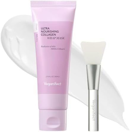 Collagen Overnight Wrapping Peel Off Facial Cream Mask with Jelly Brush, For Elasticity, Hydrating, Hydrolyzed Collagen & Peptide, Glass Skin, Korean Skincare, 2.73 Fl Oz