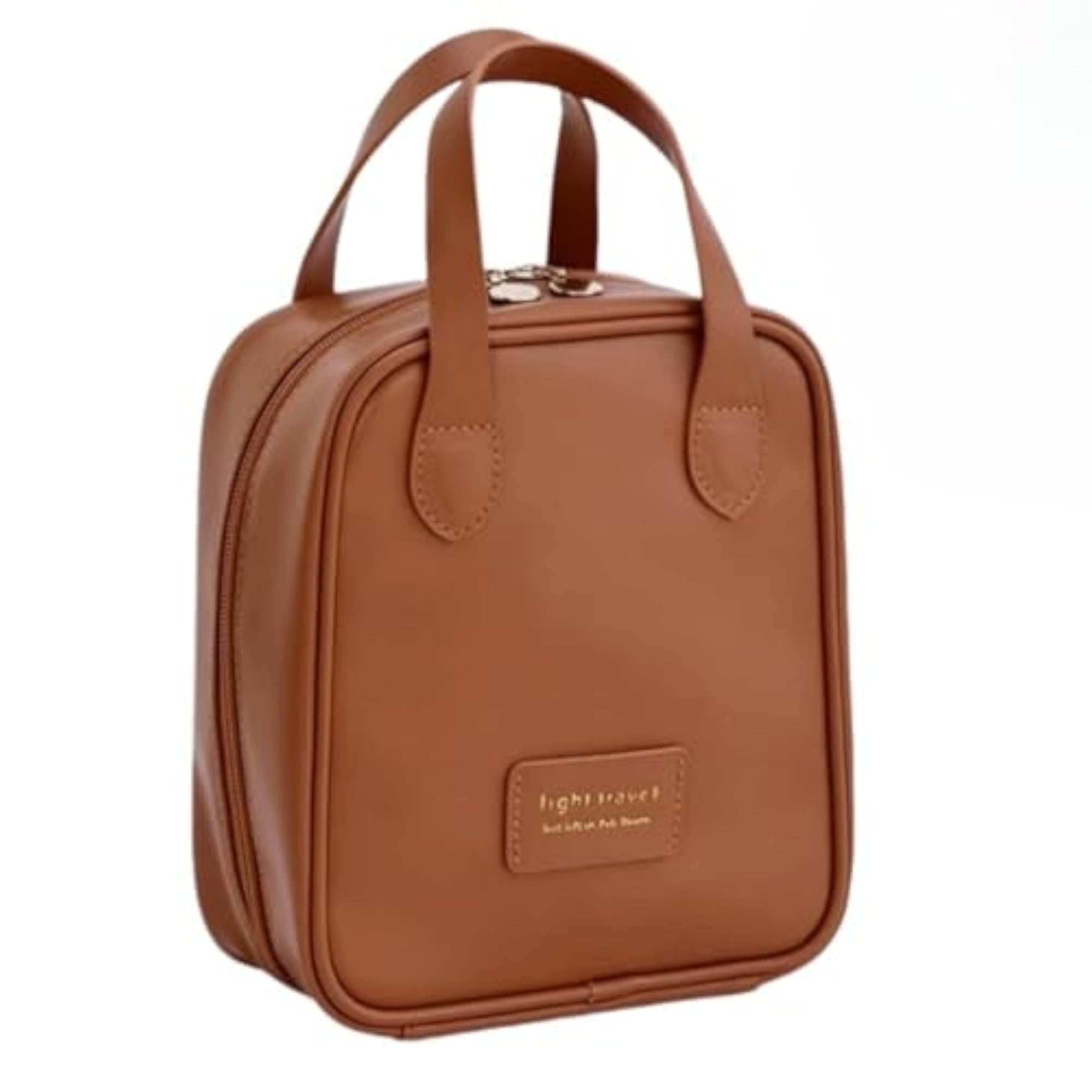 Waterproof Leather Travel Makeup Bag, Zipper Closure