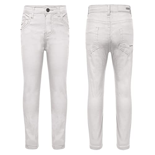 JEATHA Kids Boys Casual Cargo Pants Elastic Waistband Solid Color Slim School Uniform Chino Trousers