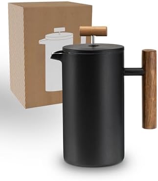 Lambda Coffee® Thermo French Press Edelstahl I 1 Liter - 5 Tassen I 3 Größen erhältlich I Kaffeebereiter aus Edelstahl | Doppelwandig: Hält lange Warm I Kaffeezubereiter | Kaffeepresse