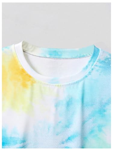 Image of Verdusa Boy's 2 Piece Outfits Tie Dye Crew Neck Tee Shirts and Track Shorts