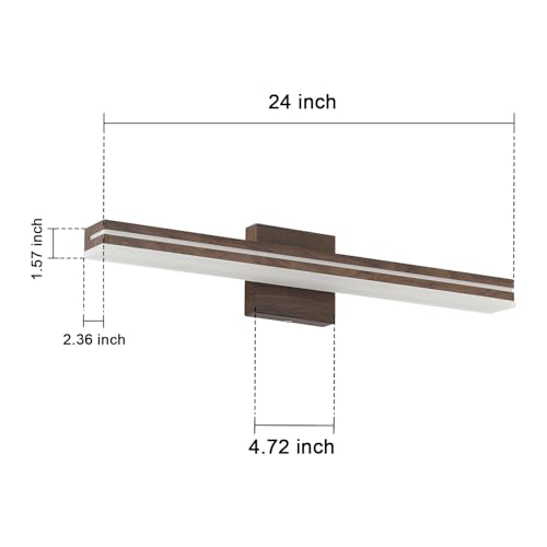 Image of SineRise 24-Inch LED Modern Bathroom Vanity Light Bar, Brown Modern Acrylic Bathroom Wall Lighting Fixtures Over Mirror (Cool White 6000K)