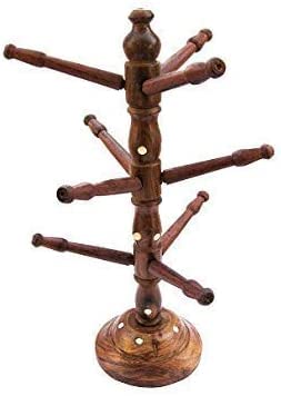 Zifron Wood Store Hand Carved Wooden Jewelry Organizer Accessories Bangle Stand for Women (Brown)