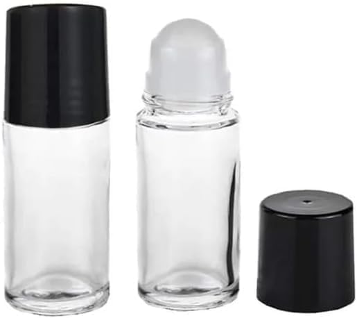 Pack of 2 Black Clear Empty Glass Essential Oil Roller Bottles Bottles Containers Refillable Roll-on Bottles with Funnel Refillable Cosmetic Containers