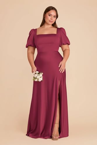 Satin Long Bridesmaid Dresses 2025 for Women Square Neck Wedding Guest Dress TN3334